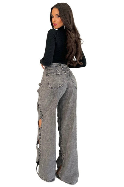 WOMEN FASHION STYLE DENIM PANTS by By Claude | Fleurcouture