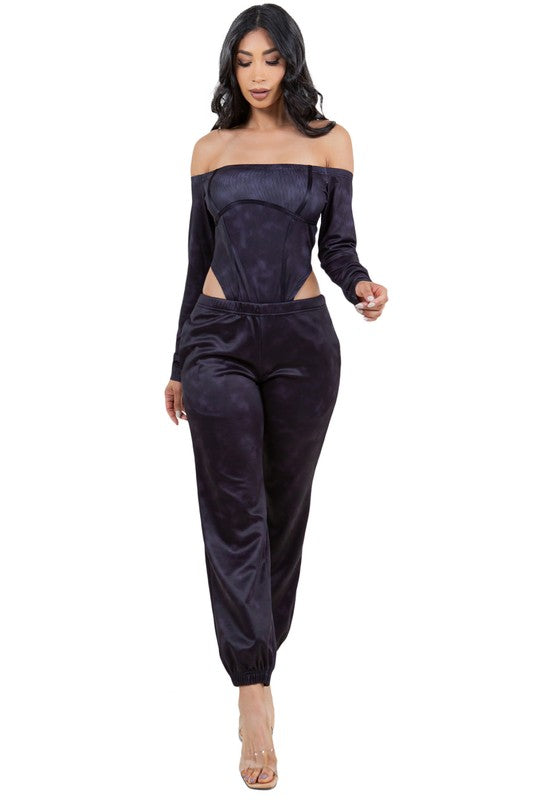 WOMEN FASHION TWO PIECE PANTS SET BLACK by By Claude | Fleurcouture