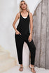 Women Harem Pants Sleeveless V Neck Jumpsuit Black S by YNIQUE | Fleurcouture