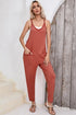 Women Harem Pants Sleeveless V Neck Jumpsuit Red S by YNIQUE | Fleurcouture