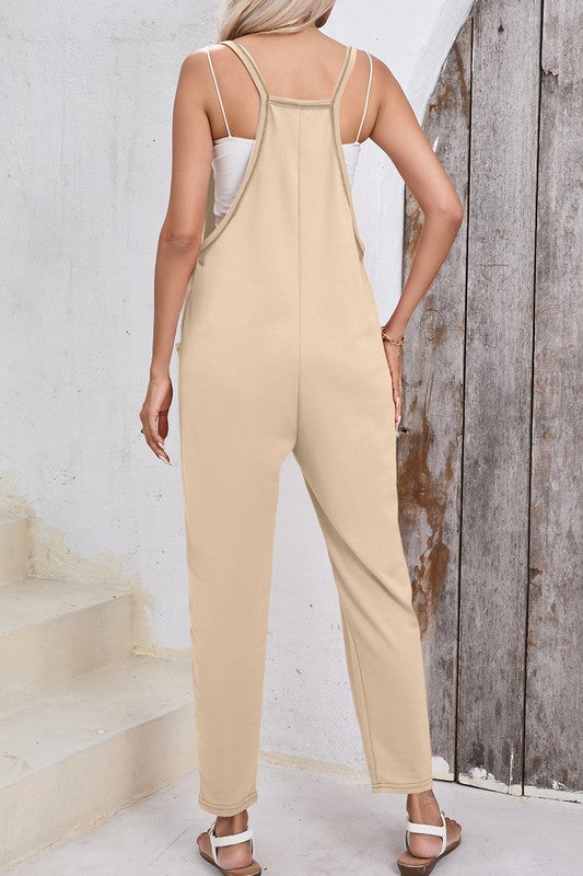 Women Harem Pants Sleeveless V Neck Jumpsuit by YNIQUE | Fleurcouture