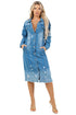 WOMEN LONG DENIM JACKET BLUE S by By Claude | Fleurcouture