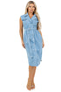 WOMEN SEXY DENIM VEST DRESS LIGHT BLUE L by By Claude | Fleurcouture