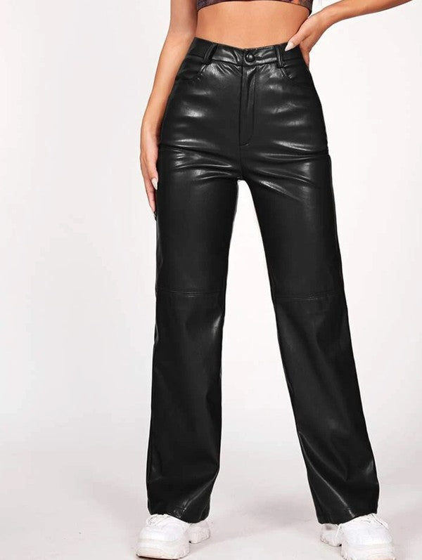 WOMEN SEXY PU LEATHER PANTS BLACK by By Claude | Fleurcouture