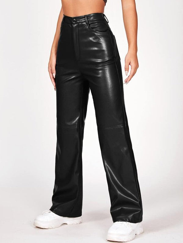 WOMEN SEXY PU LEATHER PANTS BLACK by By Claude | Fleurcouture