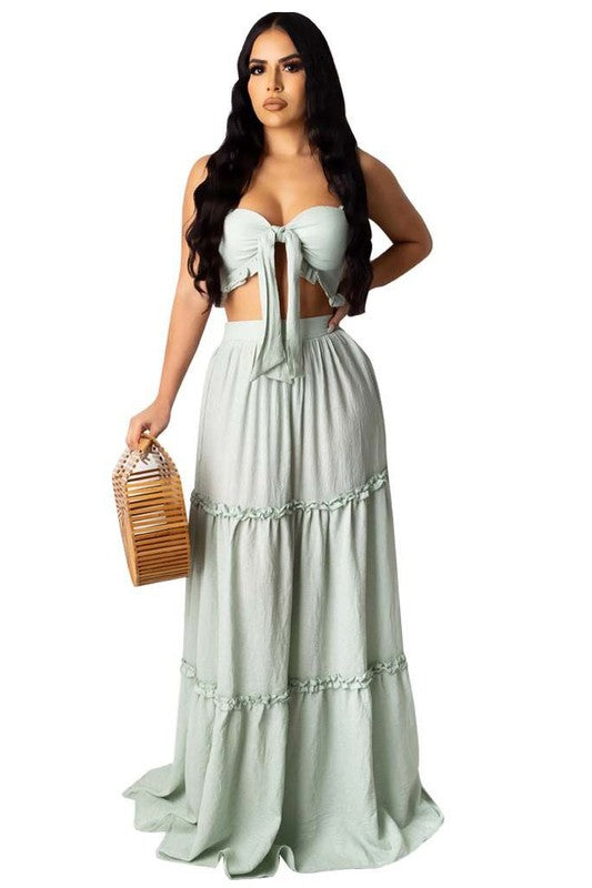 WOMEN SUMMER FASHION 2PC DRESS SET MINT S by By Claude | Fleurcouture