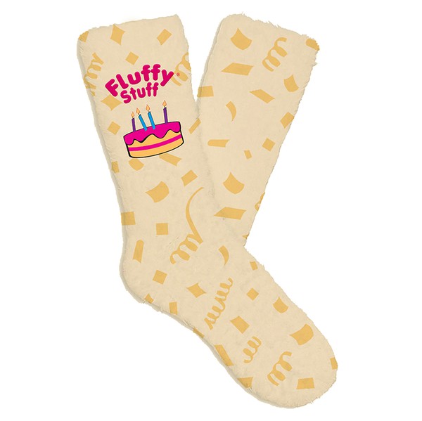 Womens Fuzzy Crew Socks - Fluffy Birthday Yellow WS by Oooh Yeah Socks | Fleurcouture