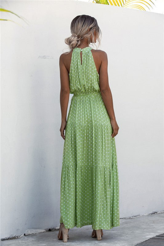 Womens Polka Dot Maxi Dress by Annva USA | Fleurcouture