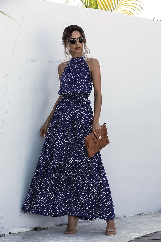 Womens Polka Dot Maxi Dress by Annva USA | Fleurcouture