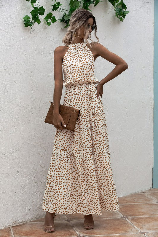 Womens Polka Dot Maxi Dress IVORY XL by Annva USA | Fleurcouture