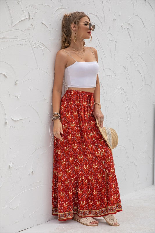 Womens Print Maxi Skirt by Annva USA | Fleurcouture