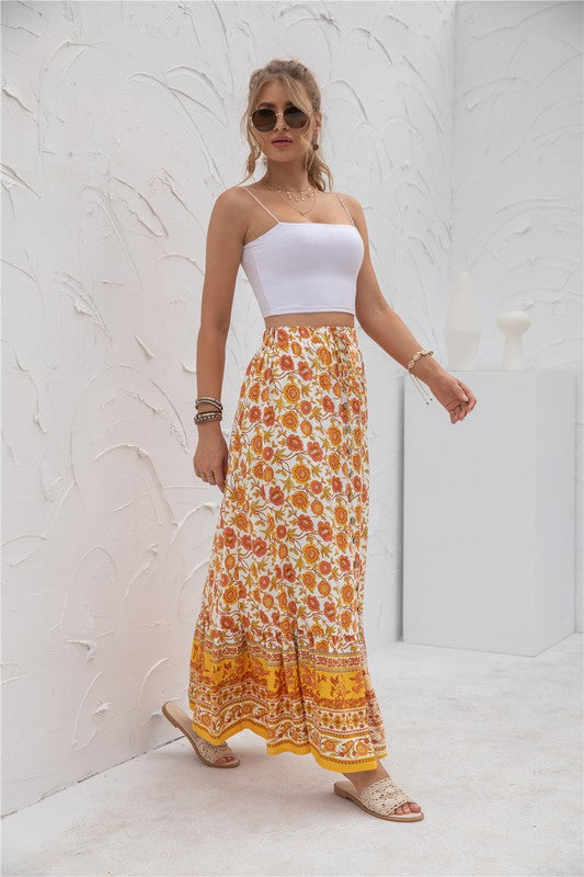 Womens Print Maxi Skirt by Annva USA | Fleurcouture