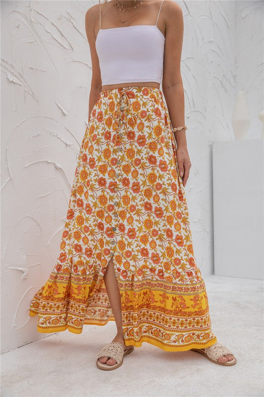 Womens Print Maxi Skirt by Annva USA | Fleurcouture