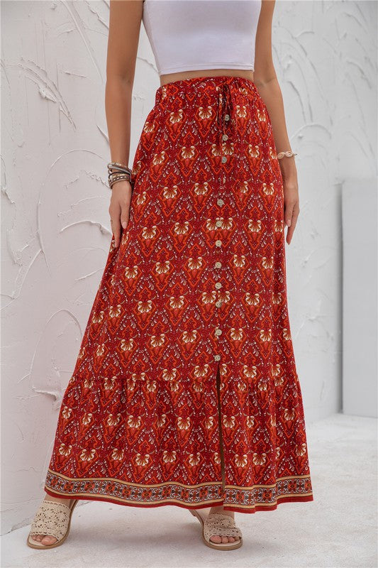 Womens Print Maxi Skirt by Annva USA | Fleurcouture