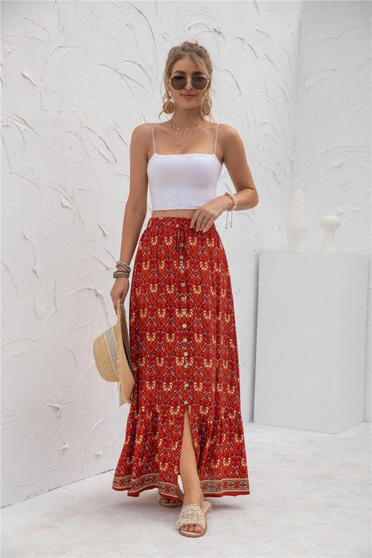 Womens Print Maxi Skirt by Annva USA | Fleurcouture