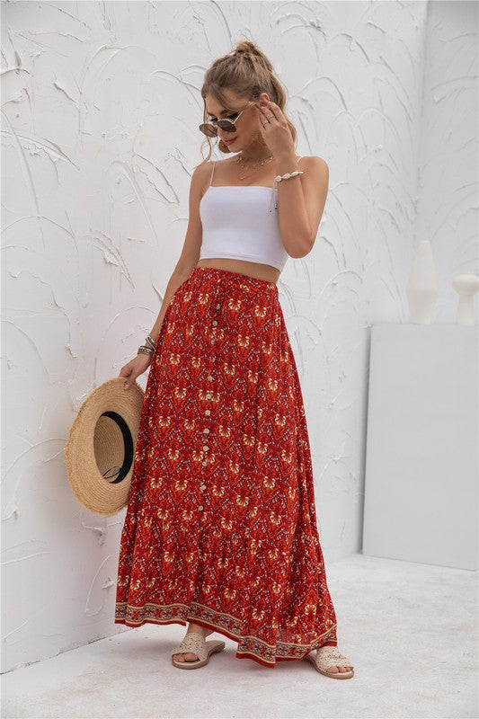 Womens Print Maxi Skirt by Annva USA | Fleurcouture