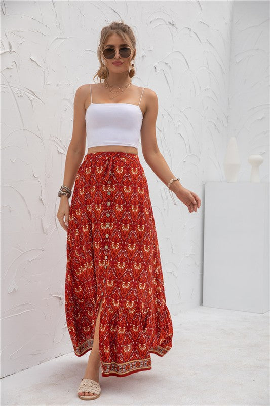 Womens Print Maxi Skirt by Annva USA | Fleurcouture