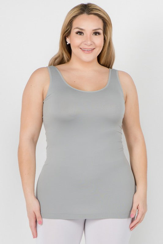 Womens Seamless Tank Top - PLUS SIZE Grey Plus by Yelete | Fleurcouture