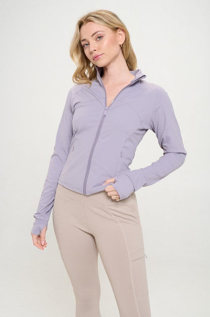Workout Jacket Long sleeve Zip-Up Lavender S by OTOS Active | Fleurcouture