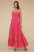 Woven Smocked Top Tiered Cami Maxi Dress FUCHSIA S by ZENANA | Fleurcouture