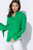 WRINKLED GAUZE BUTTON DOWN SHIRT WITH ROUGH EDGING Kelly Green S by Sweet Generis | Fleurcouture