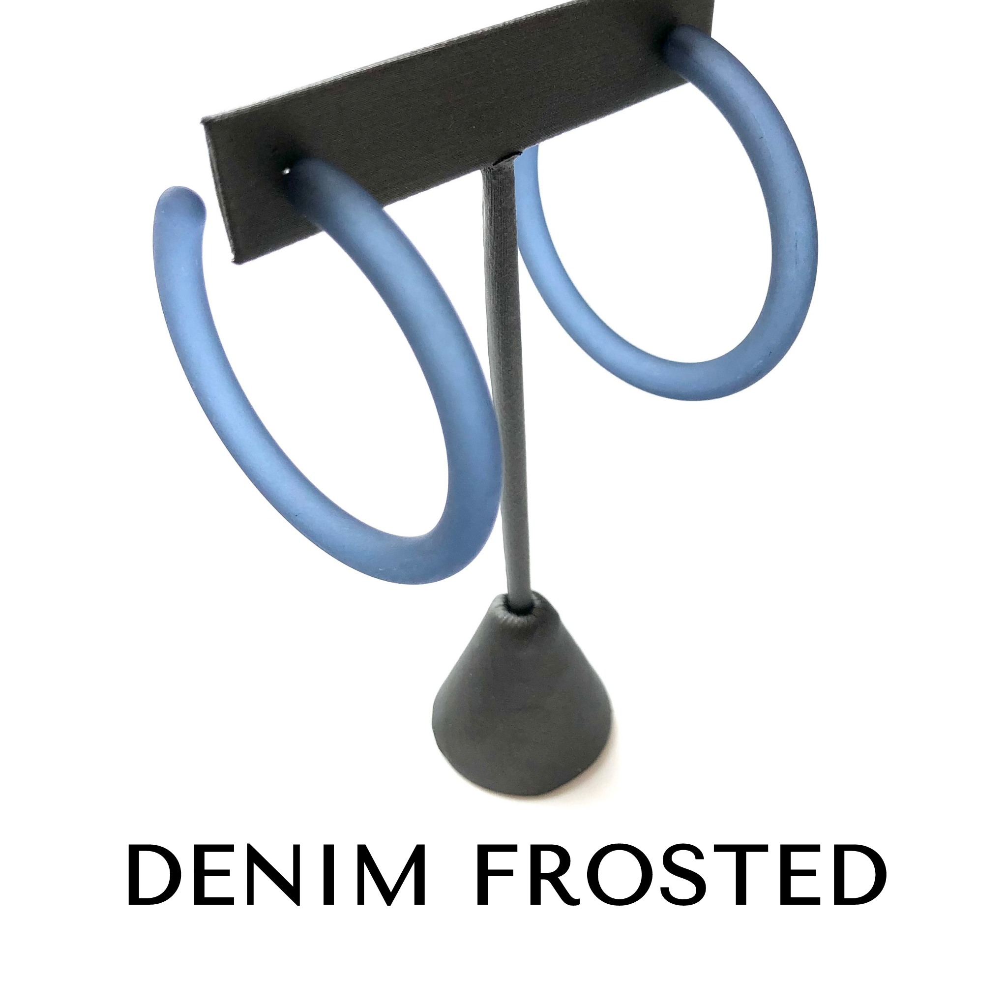 XL Jelly Hoop Earrings - 2 inch Denim Frosted Jelly Hoops XL by Leetie Lovendale | Fleurcouture