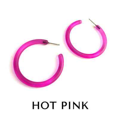 XL Jelly Hoop Earrings - 2 inch Hot Pink Jelly Hoops XL by Leetie Lovendale | Fleurcouture