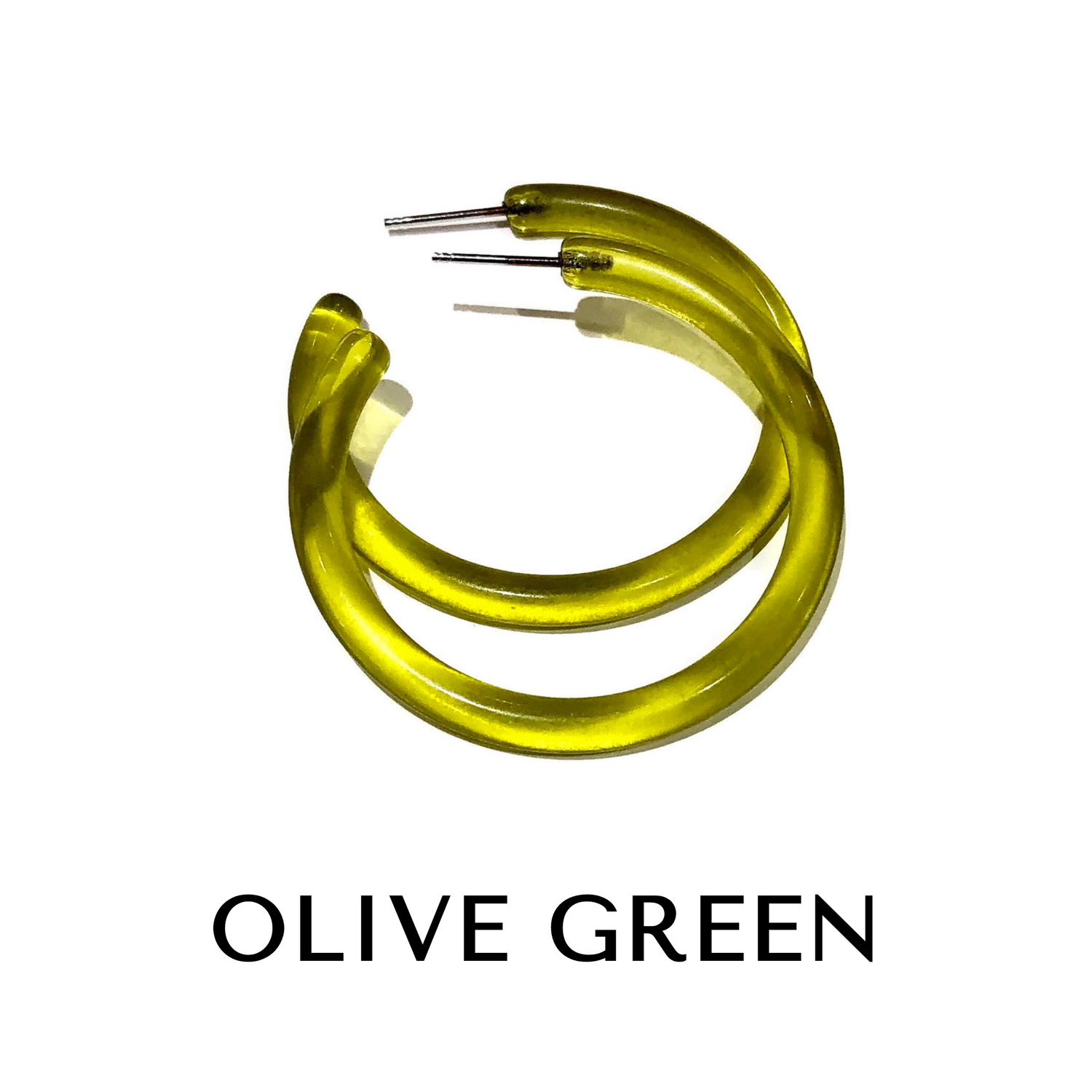 XL Jelly Hoop Earrings - 2 inch Olive Green Jelly Hoops XL by Leetie Lovendale | Fleurcouture