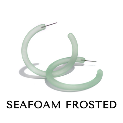 XL Jelly Hoop Earrings - 2 inch Seafoam Frosted Jelly Hoops XL by Leetie Lovendale | Fleurcouture