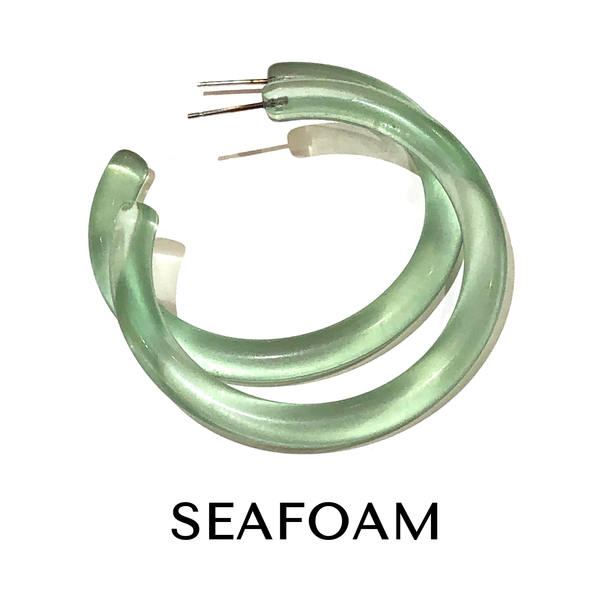 XL Jelly Hoop Earrings - 2 inch Seafoam Jelly Hoops XL by Leetie Lovendale | Fleurcouture