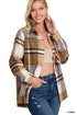 Yarn Dyed Plaid Shacket CAMEL S by ZENANA | Fleurcouture