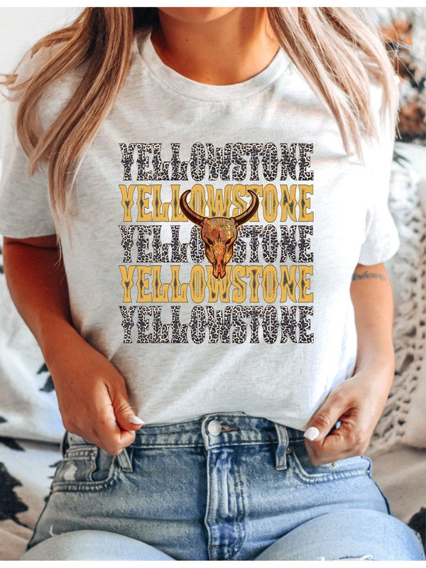 Yellowstone Stacked Leopard Boutique Style Tee Ash L by Ocean and 7th | Fleurcouture