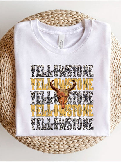 Yellowstone Stacked Leopard Boutique Style Tee White L by Ocean and 7th | Fleurcouture