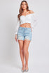 YMI Jeanswear Distressed Frayed Hem Denim Shorts Medium Wash 1 Women&