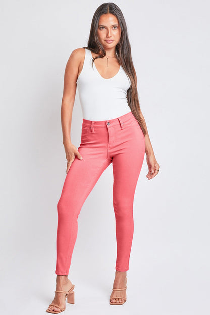 YMI Jeanswear Full Size Hyperstretch Mid-Rise Skinny Jeans Shell Pink S Women&