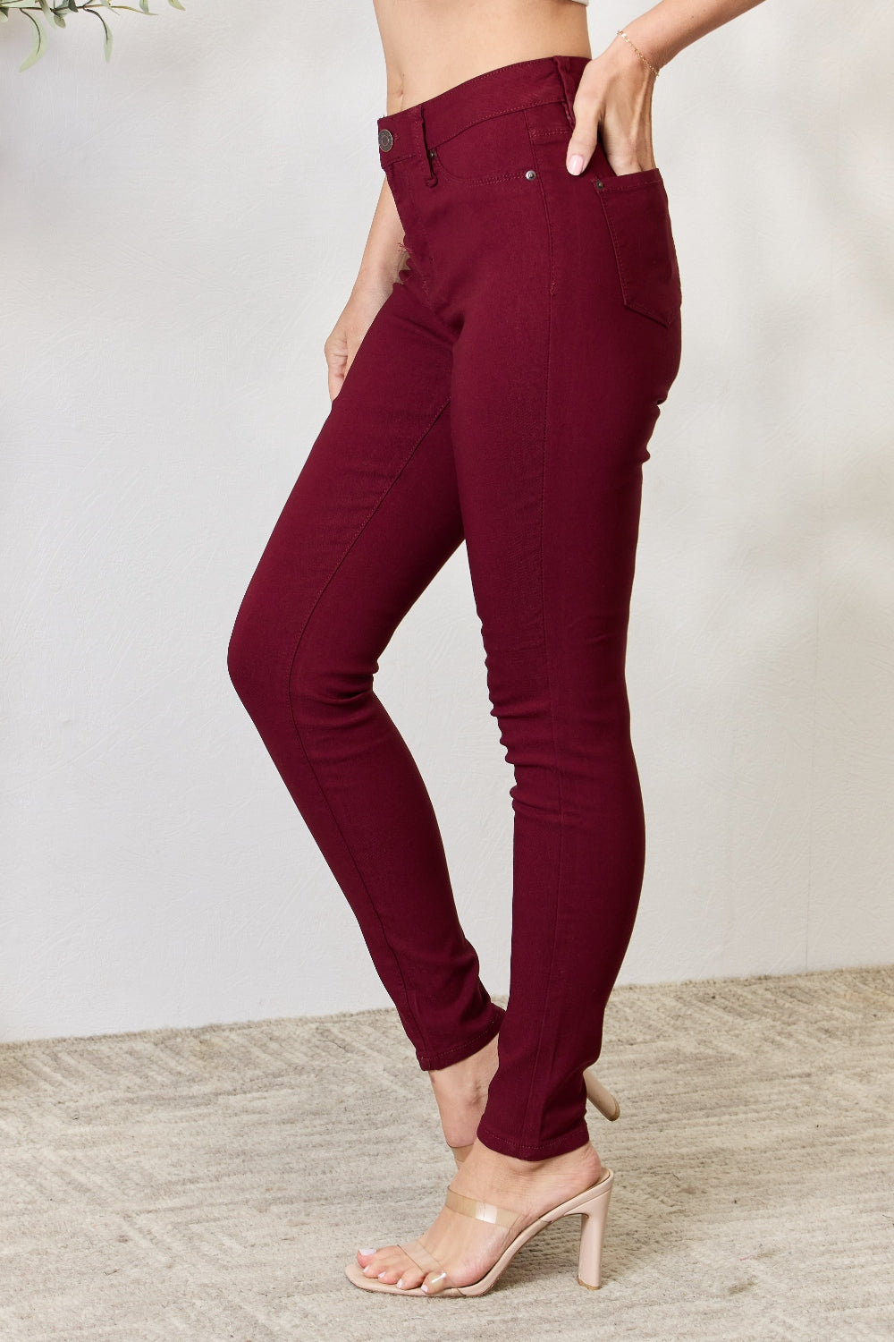 YMI Jeanswear Hyperstretch Mid-Rise Skinny Jeans DARK WINE Women&