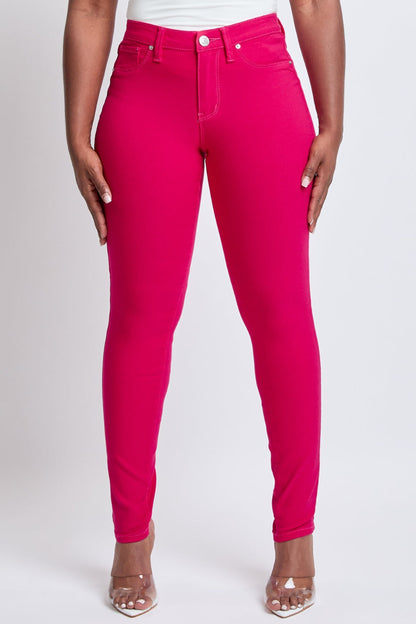 YMI Jeanswear Hyperstretch Mid-Rise Skinny Jeans Neon Pink Women&