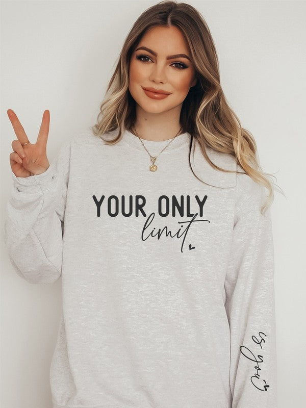 Your Only Limit Is You CrewNeck Sweatshirt Heather Oatmeal 2X by Ocean and 7th | Fleurcouture