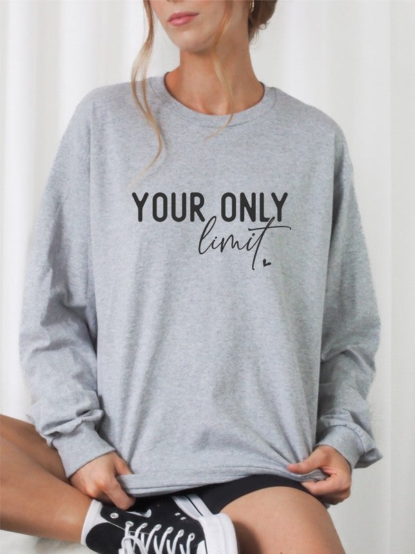 Your Only Limit Is You CrewNeck Sweatshirt Oxford Grey 2X by Ocean and 7th | Fleurcouture