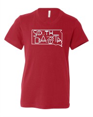 Youth South Dakota Line Font Outline Graphic Tee Red S by Ocean and 7th | Fleurcouture