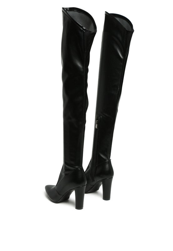 ZADE THIGH HIGH LONG BOOTS IN STRETCH PATENT PU 5 by Rag Company | Fleurcouture