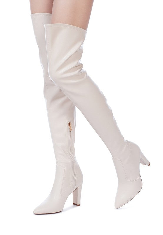 ZADE THIGH HIGH LONG BOOTS IN STRETCH PATENT PU 5 by Rag Company | Fleurcouture