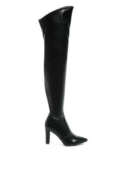 ZADE THIGH HIGH LONG BOOTS IN STRETCH PATENT PU 5 by Rag Company | Fleurcouture