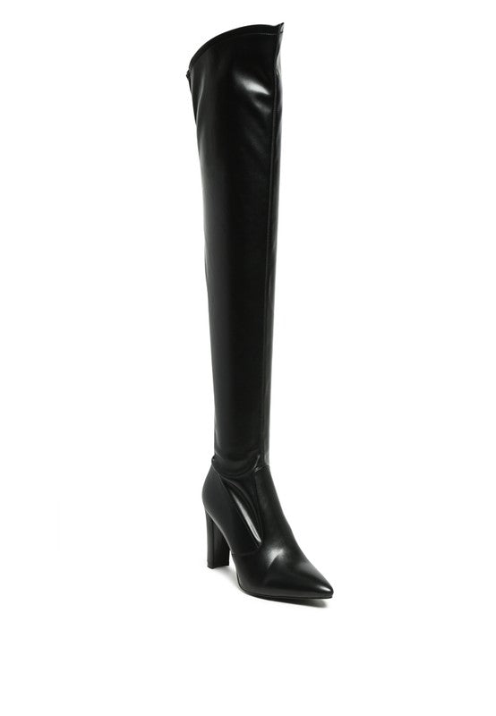 ZADE THIGH HIGH LONG BOOTS IN STRETCH PATENT PU Black 5 by Rag Company | Fleurcouture