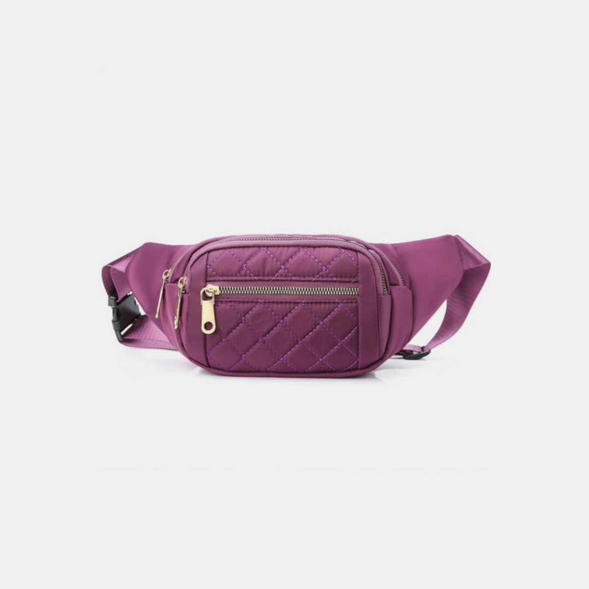 Zenana Quilted Multi Pocket Waist Belt Bag Purple One Size Accessories by Trendsi | Fleurcouture