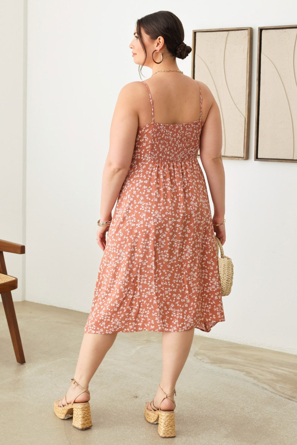 Zenobia Plus Size Cutout Floral Spaghetti Strap Dress Dresses by Trendsi | Fleurcouture