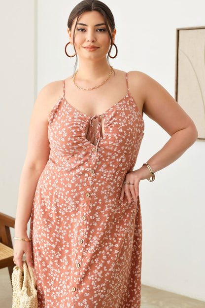 Zenobia Plus Size Cutout Floral Spaghetti Strap Dress Dresses by Trendsi | Fleurcouture