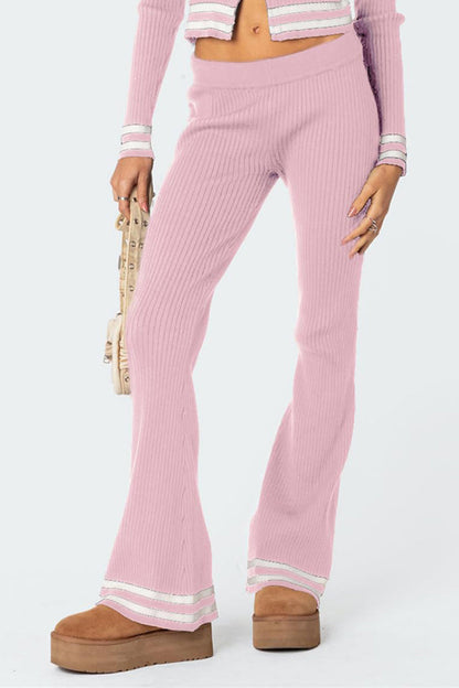 Zip Up Long Sleeve Top and Pants Set Blush Pink S Women&