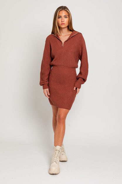 Zipper Sweater Dress by LE LIS | Fleurcouture