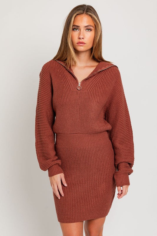 Zipper Sweater Dress by LE LIS | Fleurcouture